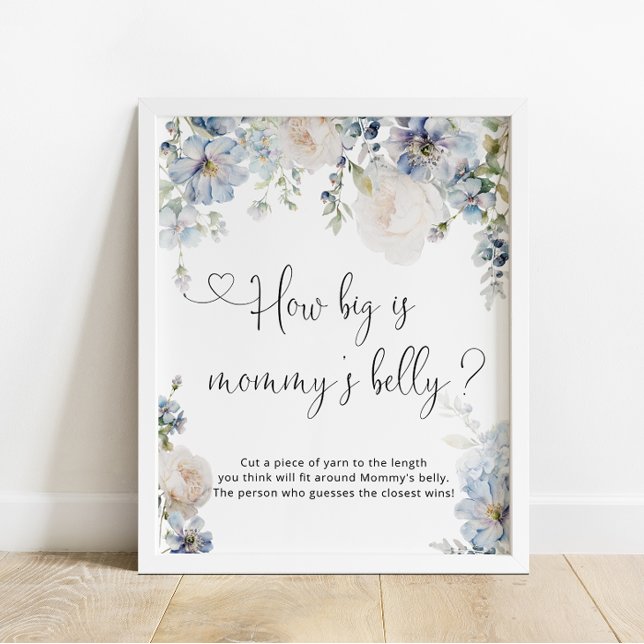 Póster Qué grande es el Baby Shower floral azul Belly de  (Subido por el creador)