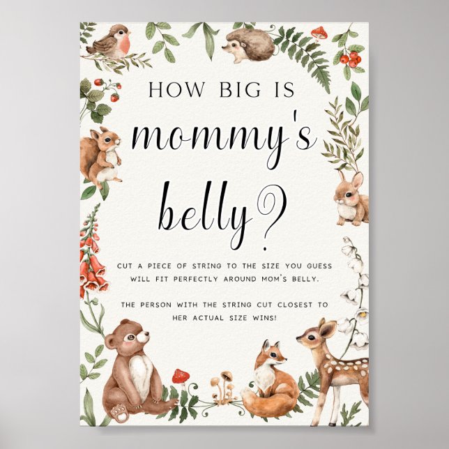 Póster Qué grande es la Belly de mamá en Baby Shower Game (Frente)