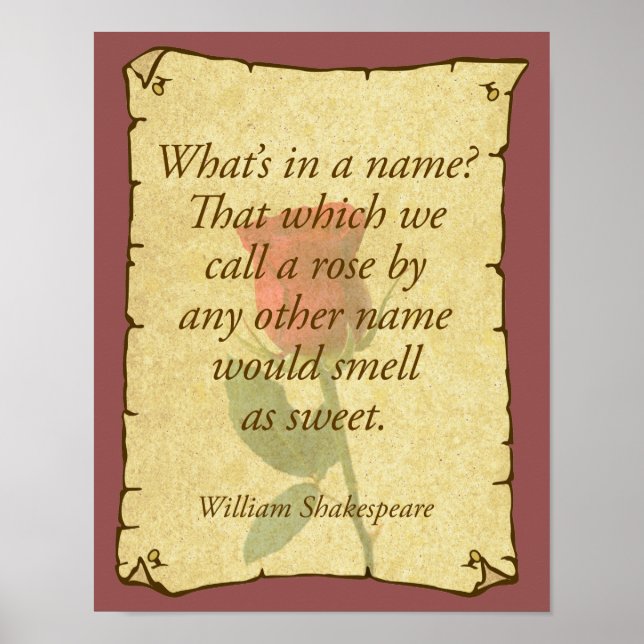 Póster ¿Qué hay en un nombre? ¿rosas? (Frente)