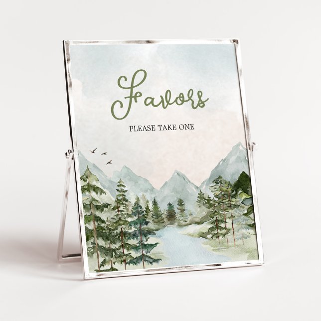 Póster Que la aventura comience los favores de Woodland (Forest Baby Shower Favors)