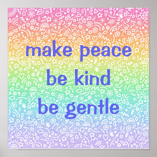 Póster Que la paz sea amable con el Poster arcoiris (Frente)