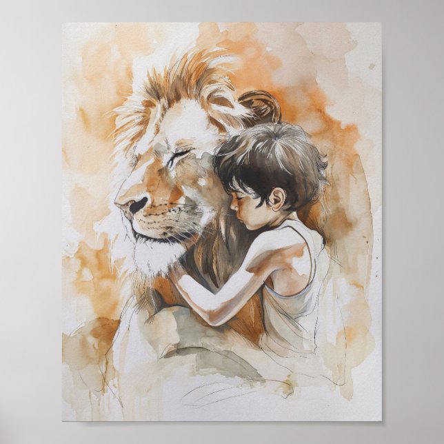 Póster Que los niños pequeños vengan a mí - Jesús el león (Frente)