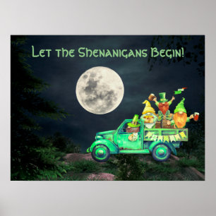 Póster Que los Shenanigans empiecen a los gnomes irlandes