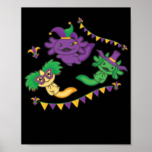 Póster Que Los Shenanigans Empiecen Al Mardi Gras Axolotl