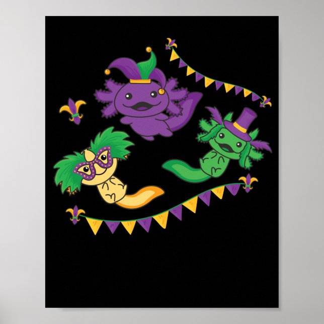 Póster Que Los Shenanigans Empiecen Al Mardi Gras Axolotl (Frente)