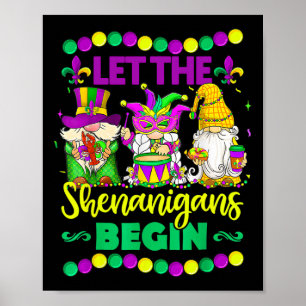 Póster Que los Shenanigans empiecen Gnomes Mardi Gras Niñ