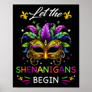 Póster Que los Shenanigans empiecen Mardi Gras Fiesta Mas