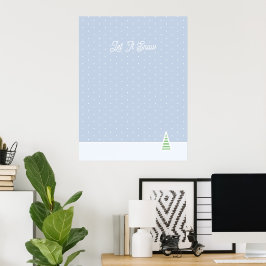 Póster Que Nieva Pequeños Puntos De Polka Azul De Hielo D
