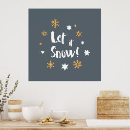Póster "¡Que nieve!" Navidades de caligrafía Grey
