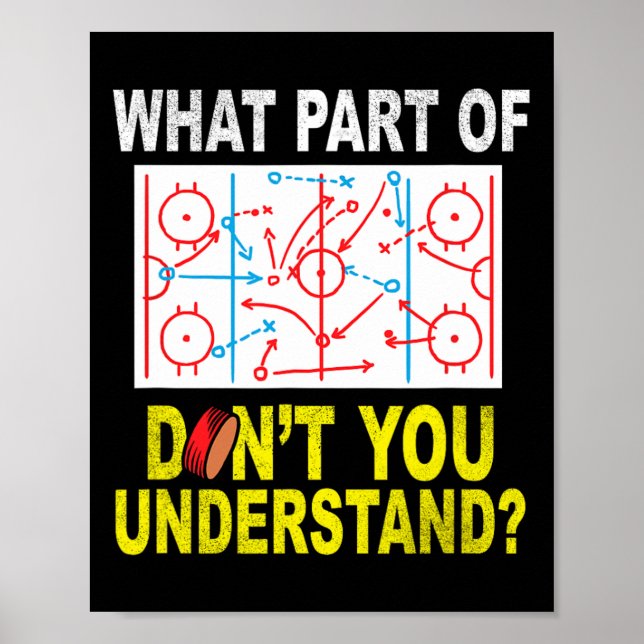 Póster Qué parte de ti no entiende el hockey sobre hielo  (Frente)