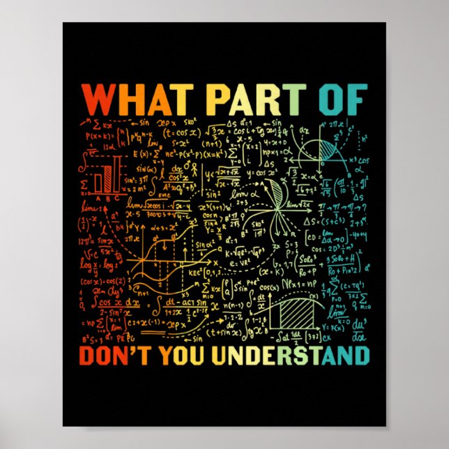 Póster Qué Parte De Ti No Entiende Matemáticas Matemática (Frente)