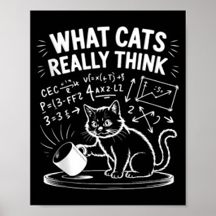Póster Qué piensan los gatos meme divertido de gatos humo
