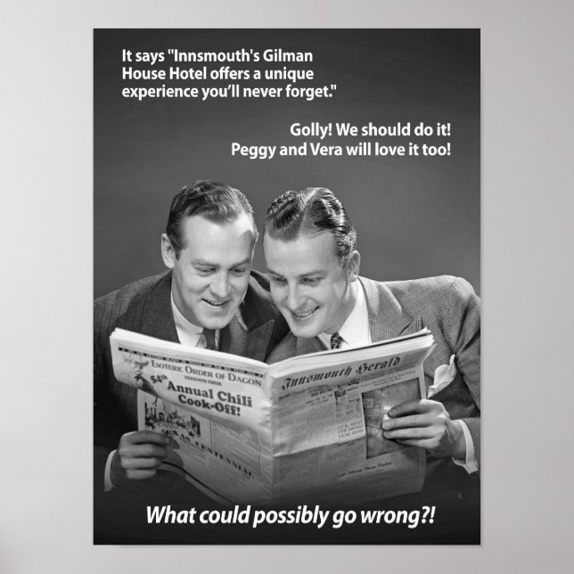 Póster ¿Qué podría salir mal en Innsmouth Poster? (Frente)