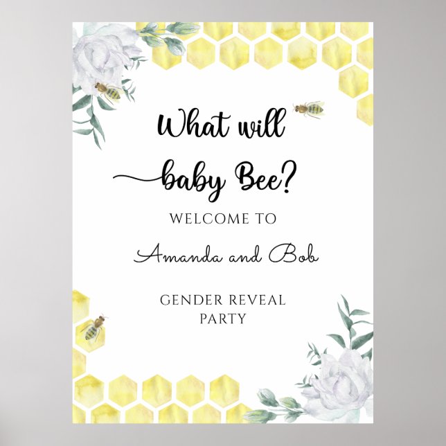 Póster Qué revelará el bebé Bee Gender (Frente)