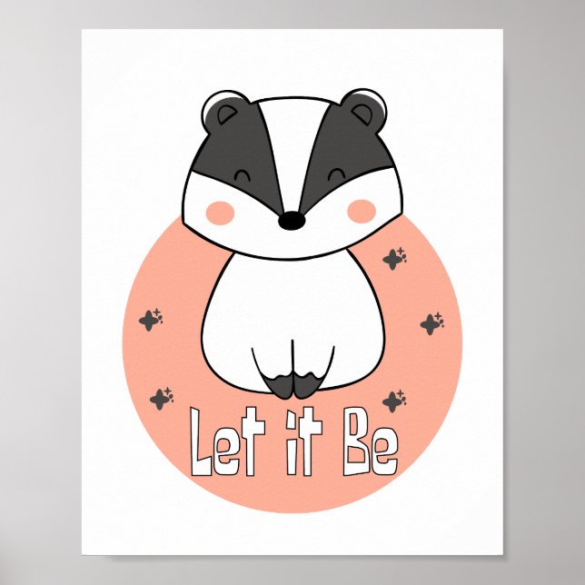 Póster Que sea el mapache gracioso de Kawaii sonriendo bl (Frente)