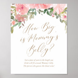 Póster ¿Qué tan grande es el Baby Shower floral rosa de l