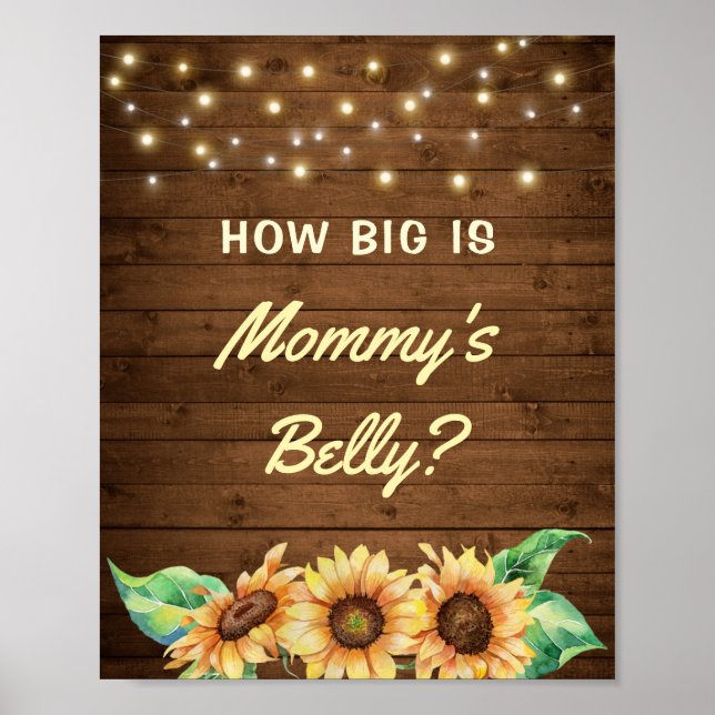 Póster ¿Qué tan grande es el Belly Baby Shower de girasol (Frente)