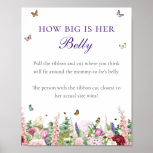 Póster Qué tan grande es su Belly   Florales y mariposas