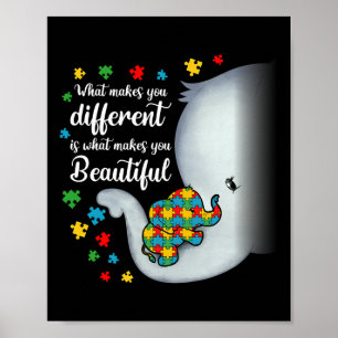 Póster Qué te hace diferente Elefante Autismo Mamá Niños
