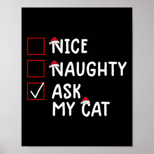 Póster Qué travieso preguntar a los Navidades de Cat Cute