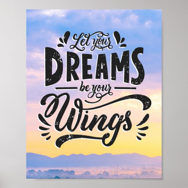 Póster Que tus sueños sean tus alas - Cita motivacional (Frente)