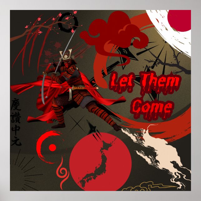 Póster Que vengan, guerrero samurai japonés (Frente)