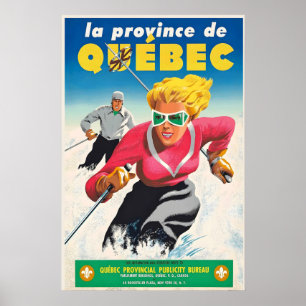 Póster Quebec Canadá Montañas Deporte Invernal Esquí