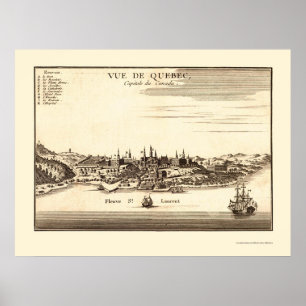 Póster Québec, Canada Panoramic Map - 1755
