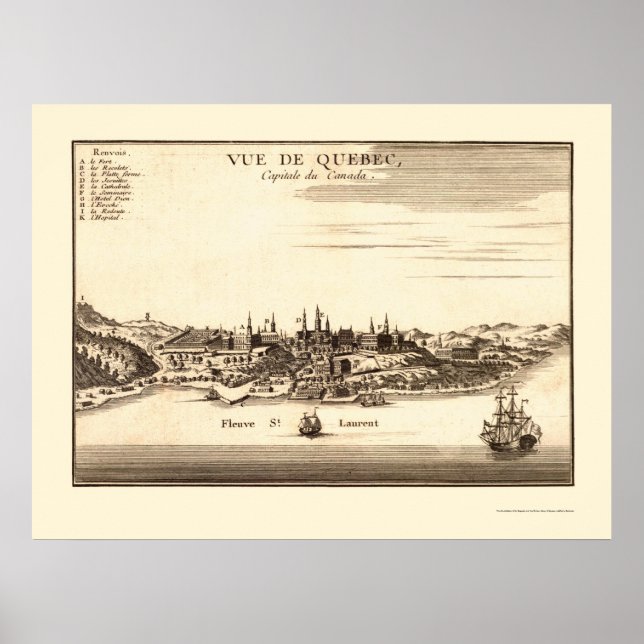 Póster Québec, Canada Panoramic Map - 1755 (Frente)