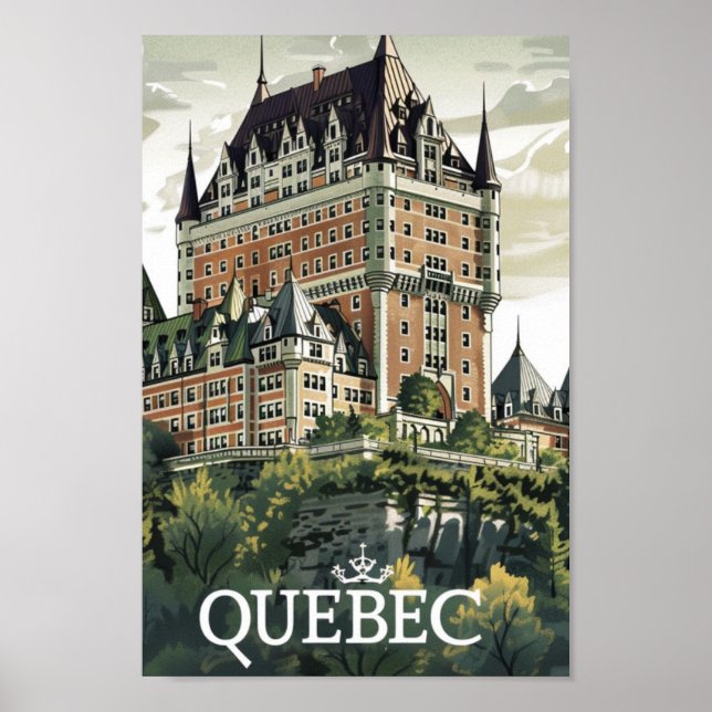 Póster Quebec Canadá Vintage Famous Travel Place (Frente)