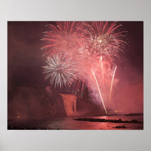 Póster Quebec, Quebec, Canadá. Fuegos artificiales en el