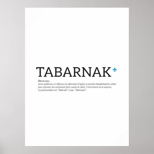Póster Québec Tabanak Juron Joual Humor Français (Frente)