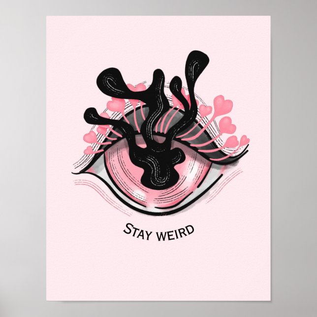 Póster Quédese raro Gótico Ojo Rosa Espectacular Horror W (Frente)