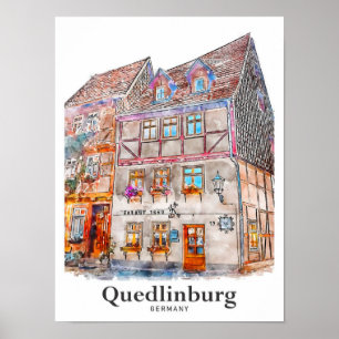 Póster Quedlinburg Alemania Trayectoria de la mano de la