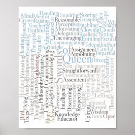 Póster Queen of Swords Rider-Waite Tarot Card Keywords