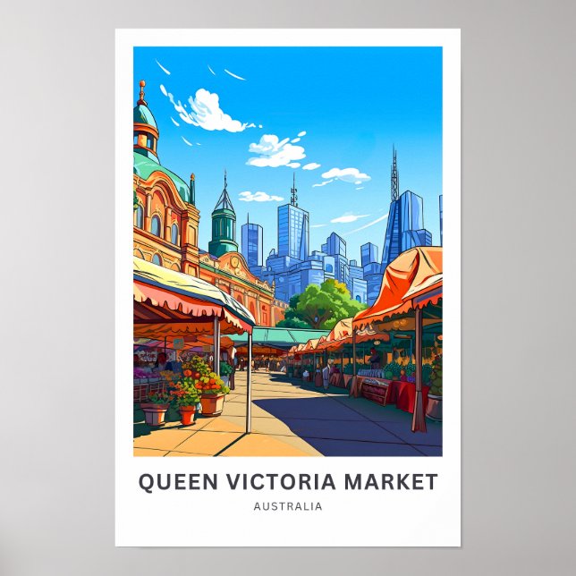Póster Queen Victoria Market Australia Viaje impreso (Frente)