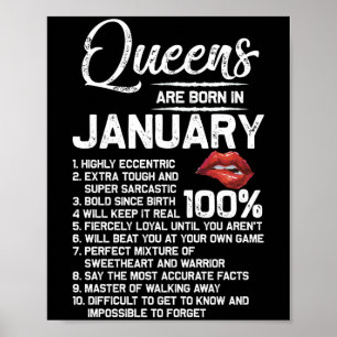 Póster Queens Are Born in January Birthday Gifts