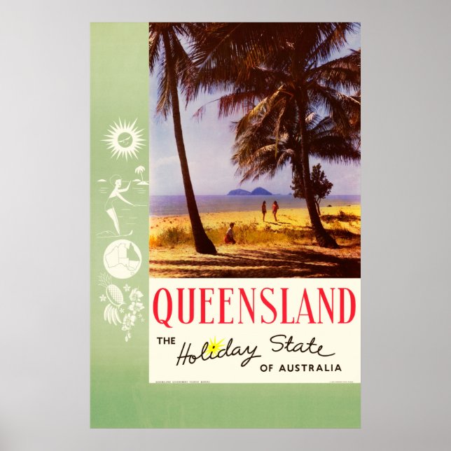 Póster Queensland, el estado de vacaciones de Australia (Frente)