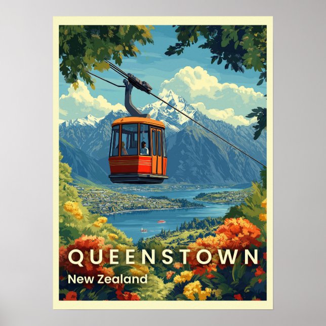 Póster Queenstown, Nueva Zelanda, impresionantes vistas d (Frente)