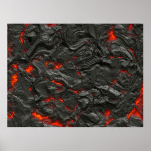 Póster Quema de lava caliente volcánica de roca
