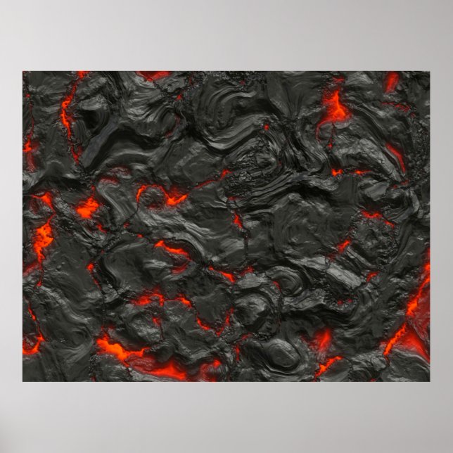 Póster Quema de lava caliente volcánica de roca (Frente)