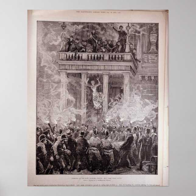 Póster Quema del Teatro de Anillo, Viena (Frente)