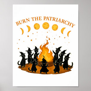 Póster Quemar a la feminista Hallo, una bruja del gato pa