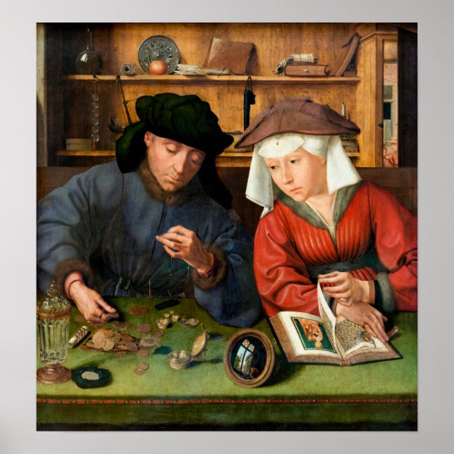 Póster Quentin Matsys - El prestamista y su esposa (Frente)