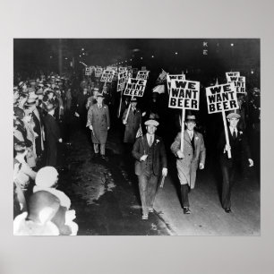 Póster ¡Queremos cerveza! Protesta contra la prohibición,