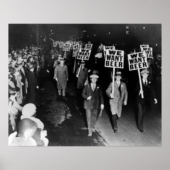Póster ¡Queremos cerveza! Protesta contra la prohibición, (Frente)