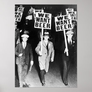 Póster Queremos Cervezas Protestando Por La Vieja Fotogra