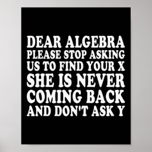 Póster Querida Álgebra Divertida Frase Sarcástica Escolar