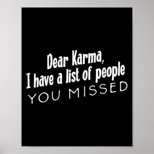 Póster Querida Karma Divertida Sarcástica Tengo Una Lista