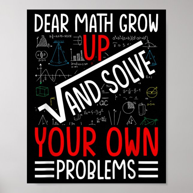 Póster Querida Math Crecer Y Resolver Sus Propios Problem (Frente)